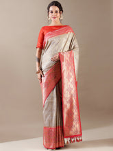 Grey Silk Saree with Weaving Work – Unstitched Rani Blouse